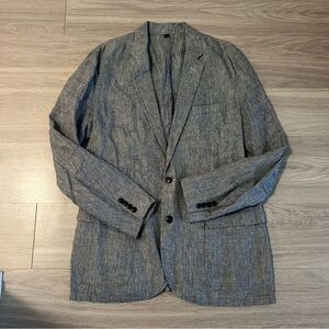 J.‎ Crew, 42R, 100% linen, Charcoal / Gray / Black Gingham, Blazer